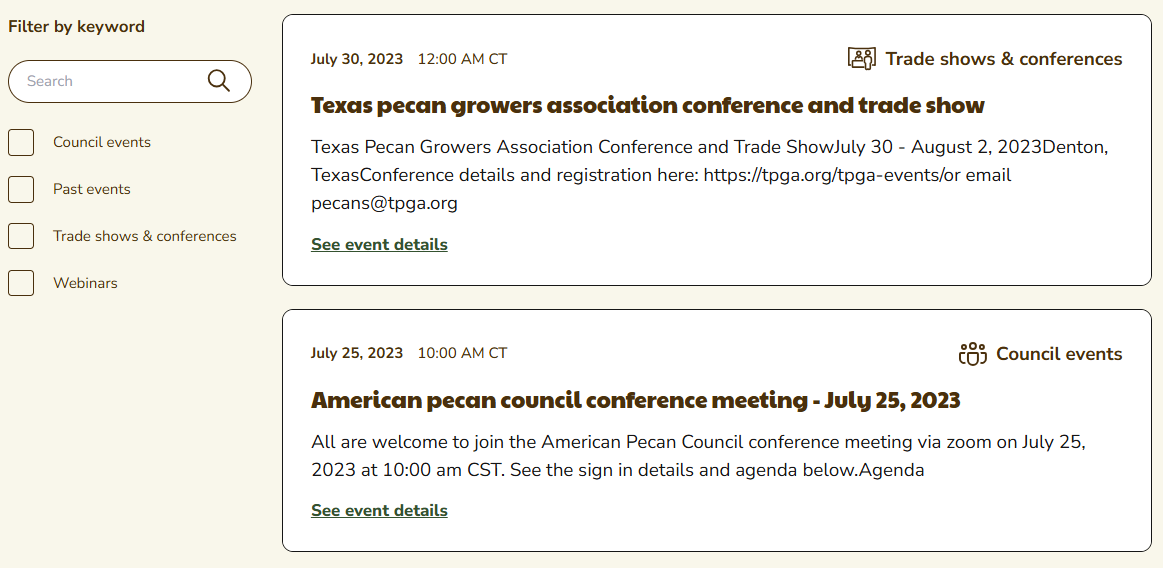 AP Events Grid Widget