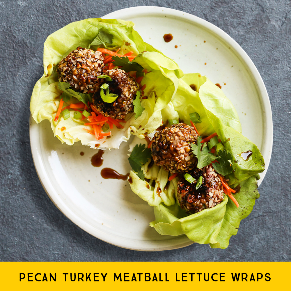 Pecan Turkey Meatball Lettuce Wraps