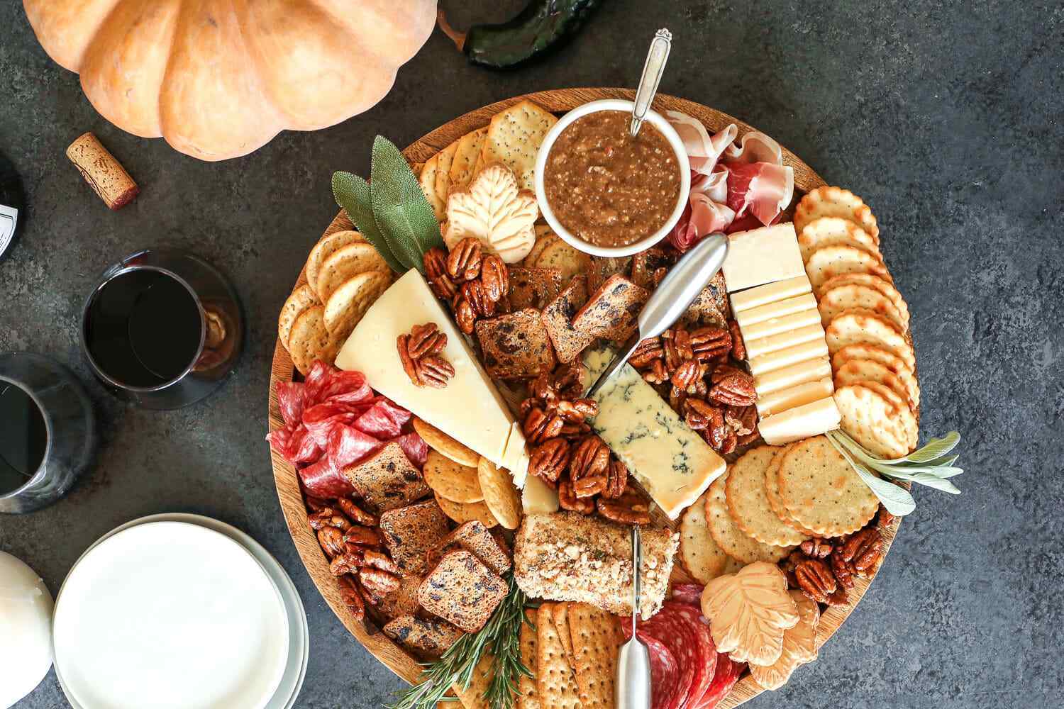 Thanksgiving Charcuterie Board with Maple Sage Pecans
